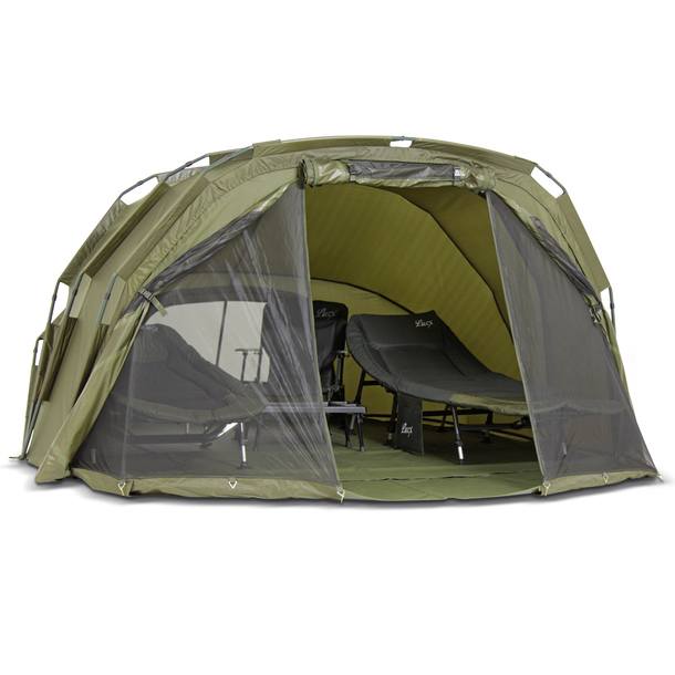 Lucx® Bivvy + Winterskin 2 - 3 Mann Karpfenzelt + Überwurf Carp Dome Tent Tiger – Bild 5