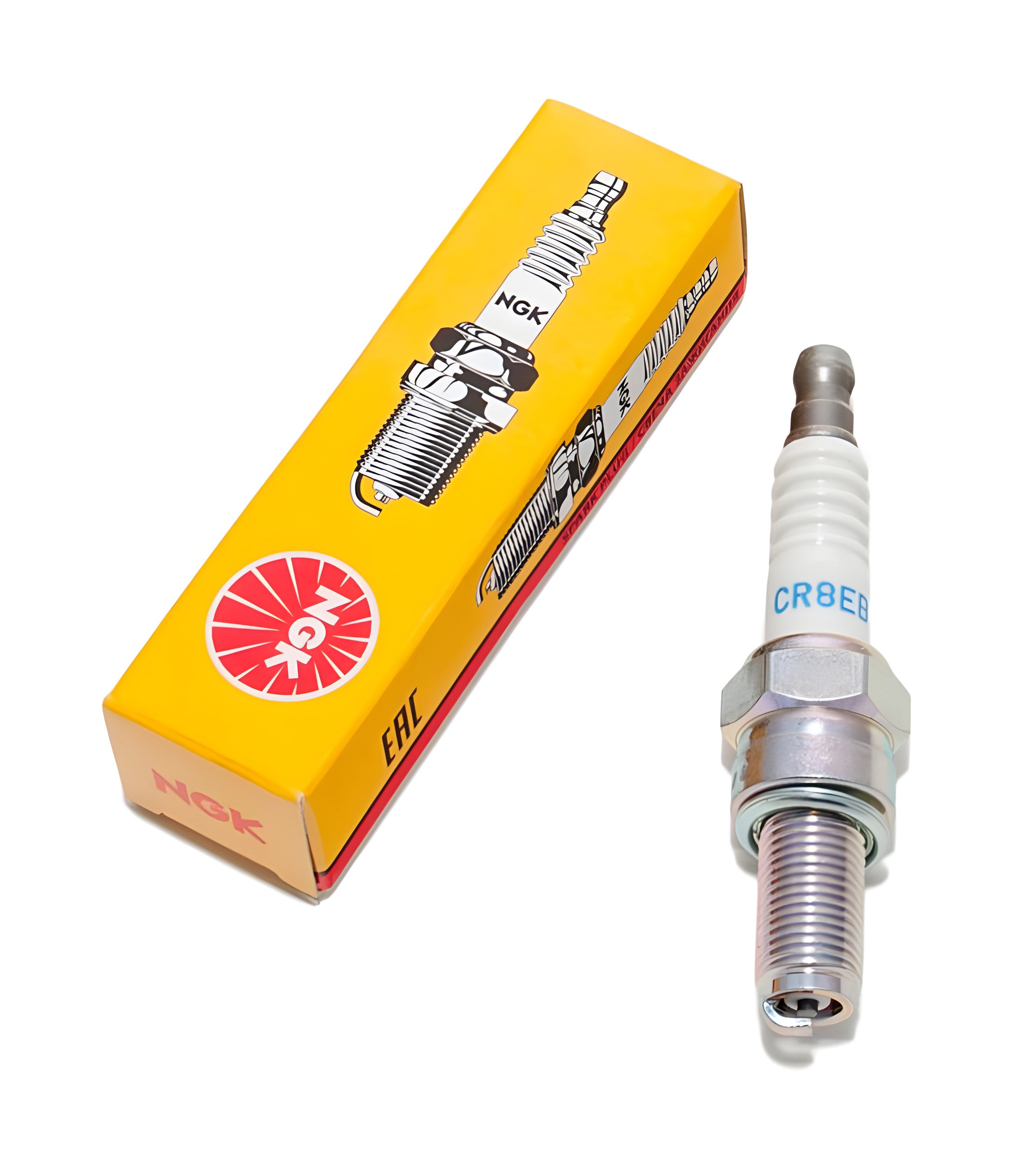 Spark plug NGK CR8EB resistor 19mm long thread Ø 10mm integral terminal, 7784