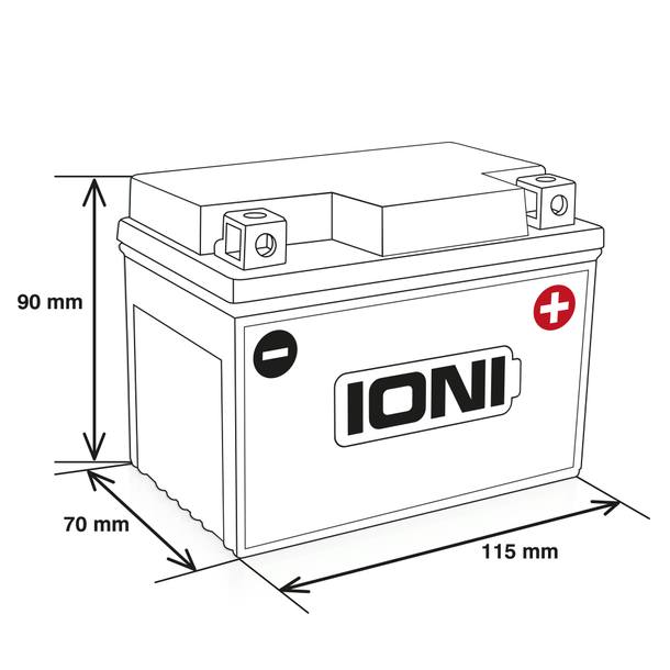 Batterie 12V 5Ah AGM IONI ITX4L-BS SLA4L-BS Motorrad ähnl. CB4L-B 12N4-3B YB4L-A – Bild 3