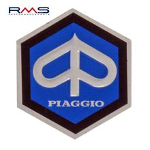 Emblem " Piaggio " 6-Eck Kaskade etc. Aluminium, selbstklebend 25x30 mm für Vespa 50 / ET3 etc.