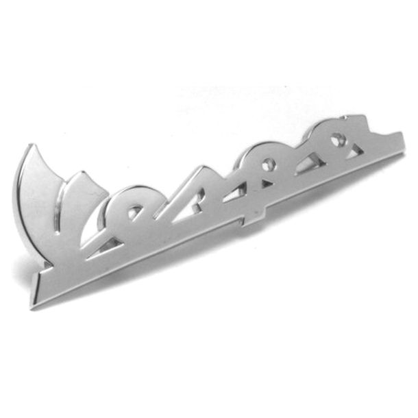 Emblème / lettrage " Vespa " protège-jambes pour PX MY / ET" ET4 - 2 broches 80x34mm espacement des trous 45mm