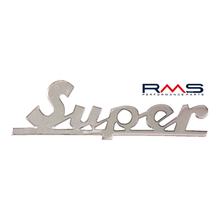 Emblema / logotipo de "Super" para Vespa 125-150 Súper VBC1T - 2 pasadores de 55 mm distancia entre orificios 75x30mm
