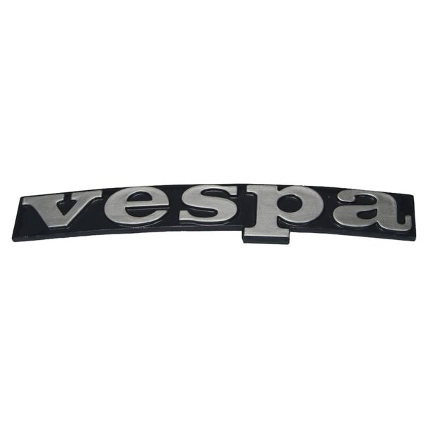 Emblème / logo « vespa » un fond noir pour protège-jambes - 2 broches d'espacement de trou de 60mm 120x18mm
