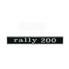 Emblem / Schriftzug " rally 200 " für Vespa Rally 200 hinten - 2 Pins 132x17mm Lochabstand 110mm
