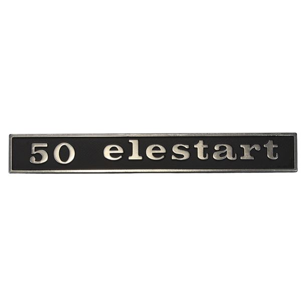 Emblème/lettrage « 50 elestart » pour modèles Vespa V50 elestart - 2 broches 132x17mm espacement des trous 110mm