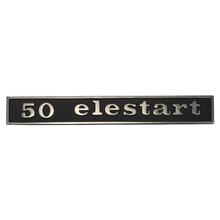 Emblema/letra «50 elestart» para modelos Vespa V50 elestart - 2 pines 132 x 17 mm distancia entre orificios 110mm