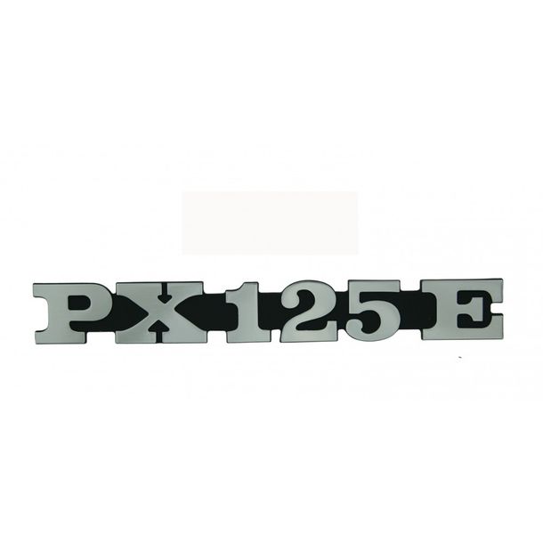 Emblema / logo "PX 125 E" per fiancata VESPA PX 125-2 perni foro 158x20mm spaziatura 105 millimetri