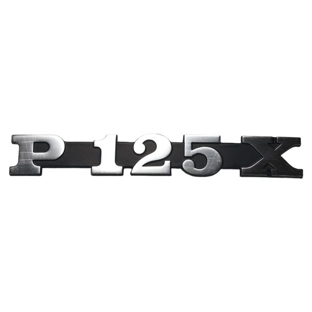 Emblem / Schriftzug " P 125 X " für Vespa P 125 X / Seitenhaube - 145x20mm Lochabstand 105mm