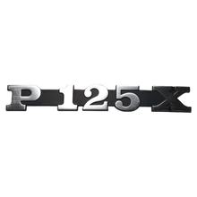 Emblem / Schriftzug " P 125 X " für Vespa P 125 X / Seitenhaube - 145x20mm Lochabstand 105mm