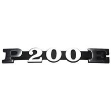 Emblem / Nápis "P 200 E" pro Vespu P 200 E / Boční kryt - Rozteč děr 105mm