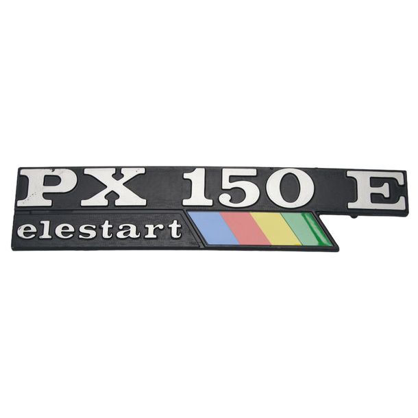 Emblem / Schriftzug " PX 150 E elestart " für Vespa PX 150 E - 2 Pins 135x33mm Lochabstand 105mm