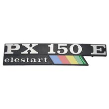 Emblém / Nápis "PX 150 E elestart" pro Vespa PX 150 E - 2 kolíky, rozteč děr 135x33mm, vzdálenost děr 105mm