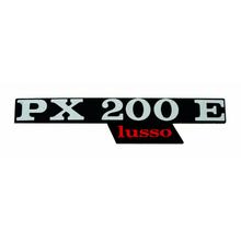 Emblem / Schriftzug " PX 200 E lusso " Seitenhaube für Vespa PX 200 Lusso - 2 Pins Lochabstand 105mm