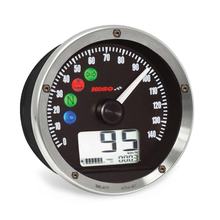 Speedometer D75 Koso with black dial, black finish and chrome aperture 0-140 km/h or MPH (adjustable)