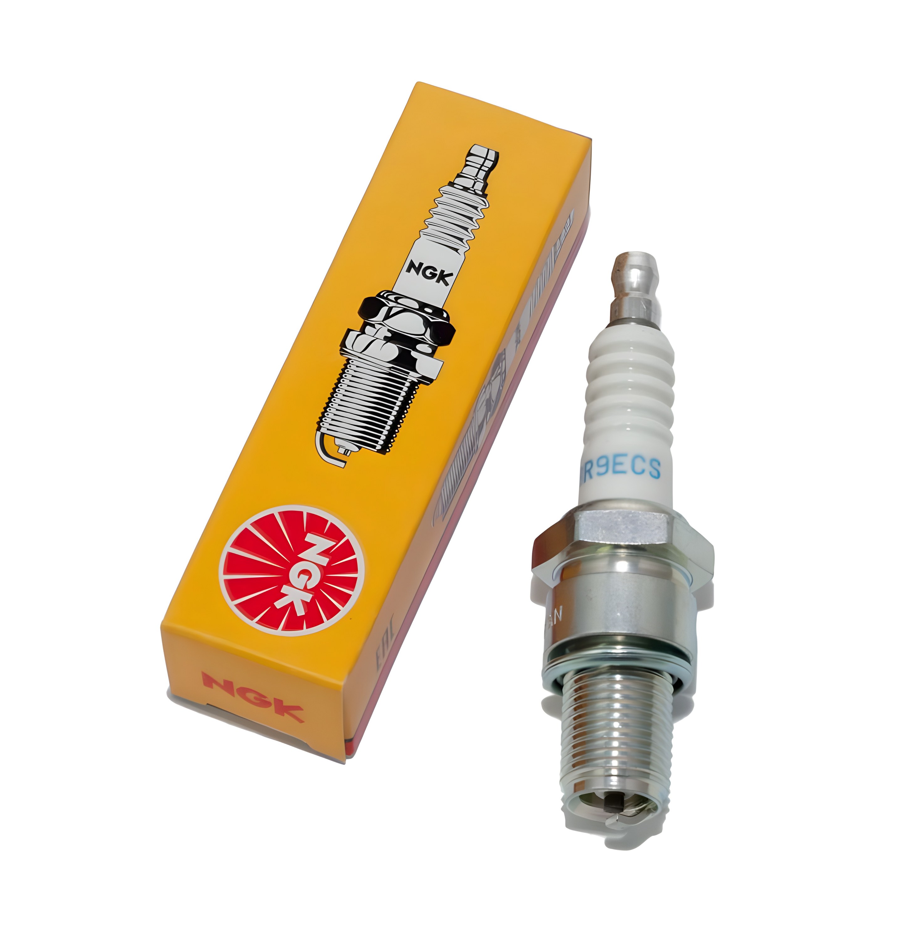 Spark plug NGK BR9ECS resistor 19mm long thread Ø 14mm, 3570 4677