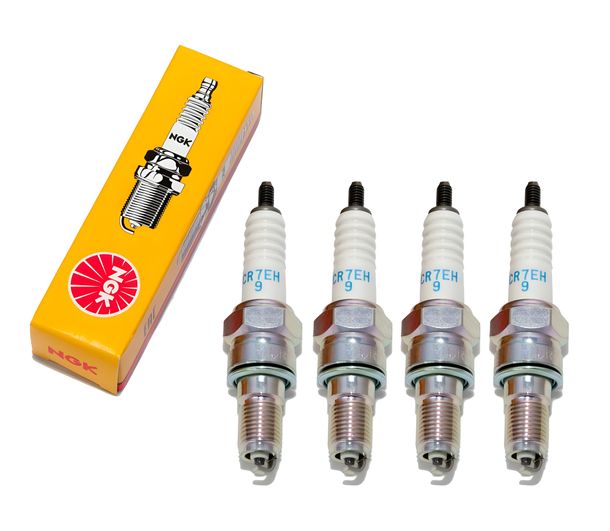 Spark plug set NGK 4x CR7EH-9 resistor, 19,0mm long thread Ø 10,0mm, 3486