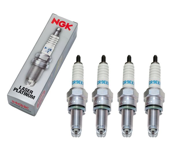 Zündkerzen Set NGK 4x CR9EKPA Platin-Zündkerze entstört, 19,0mm Langgewinde Ø 10,0mm 2-Massen-Elektrode, 7785