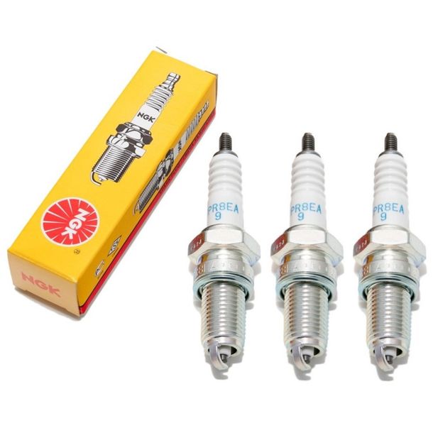 Candele set NGK 3x DPR8EA-9 candela resistenza, 19,0mm filetto lungo Ø 12,0mm, 3483 / 4929 / 6570