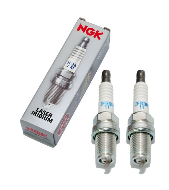 Spark plug set NGK 2x IFR9H11 iridium resistor, 19,0mm long thread Ø 14,0mm, 6588