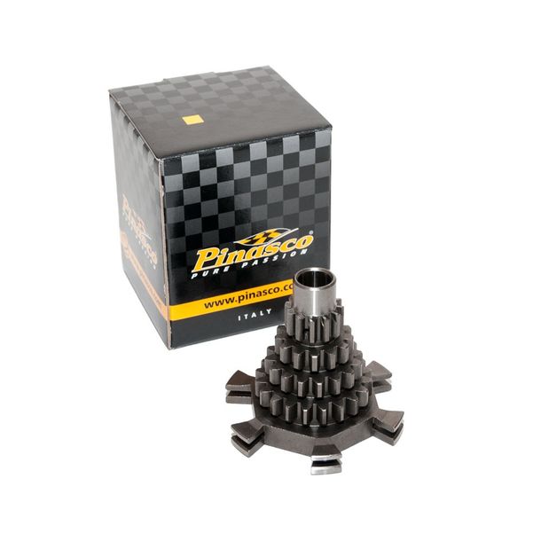 Arbre de prise de force/jeu d'engrenages intermédiaires Pinasco, Z 12-13-16-20 pour Vespa P 200 Rally/PX 125 - 200 E/Cosa (3ème et 4e vitesses courtes)