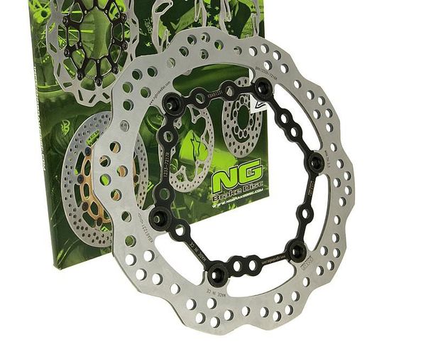 Disco freno galleggiante ondulato NG 1233X - 267/132/4 mm a 5 fori per Yamaha YP R X-Max XP T-Max Majesty Xenter, MBK Skycruiser 125 - 530 ccm