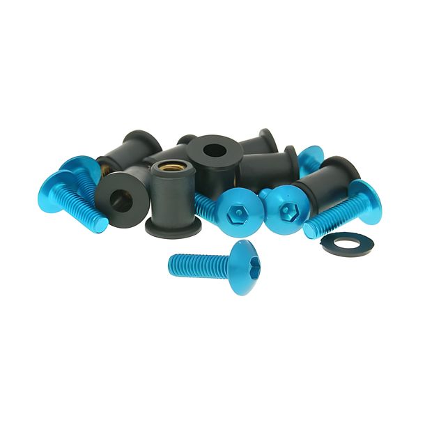 Aluschrauben Muttern Set M5x16 blau - 8 Stück