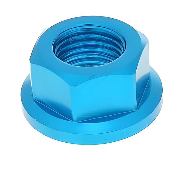 Tuerca eje rueda aluminio azul anodizado - M14