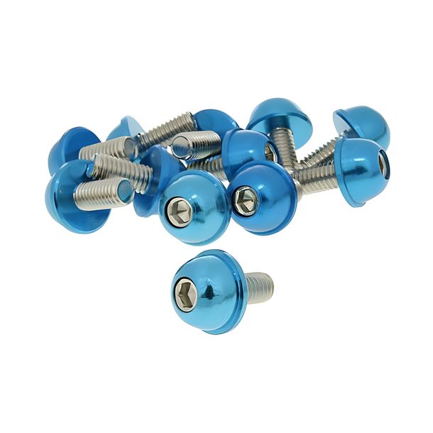 Set viti 12 pezzi tappo alluminio blu - M6x13