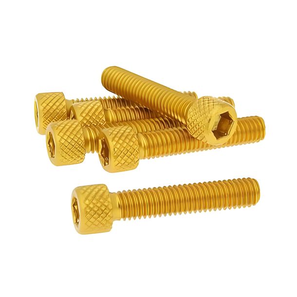 Schraubensatz 6 Stück Innensechskant Alu gold - M6x30