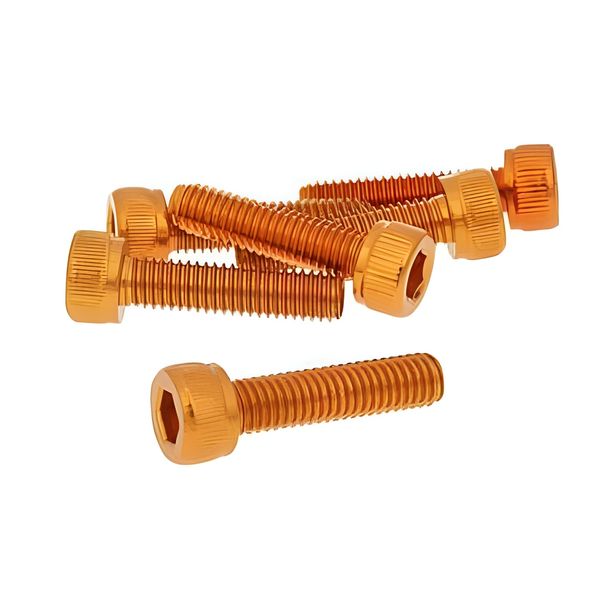 Serie di 6 viti a bussola esagonale in alluminio arancione - M5x20