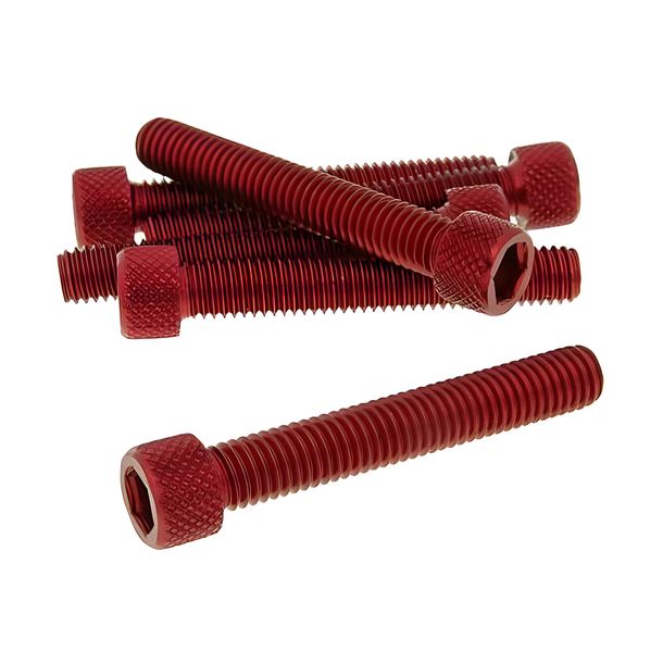6-delige zeskantschroefset, aluminium, rood - M8x50