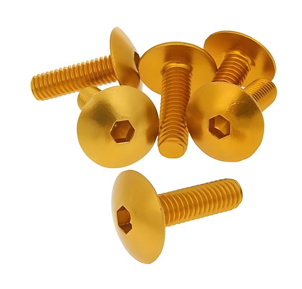 fairing screws hex socket head - anodized aluminum gold - set of 6 pcs - M6x20