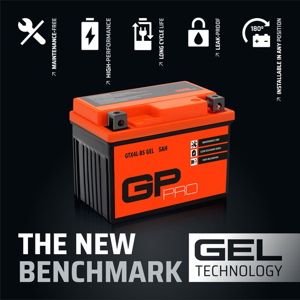 Battery 12V 5Ah GEL GP-PRO GTX4L-BS moto scooter similar YTX4L 50411 50412 – Bild 2