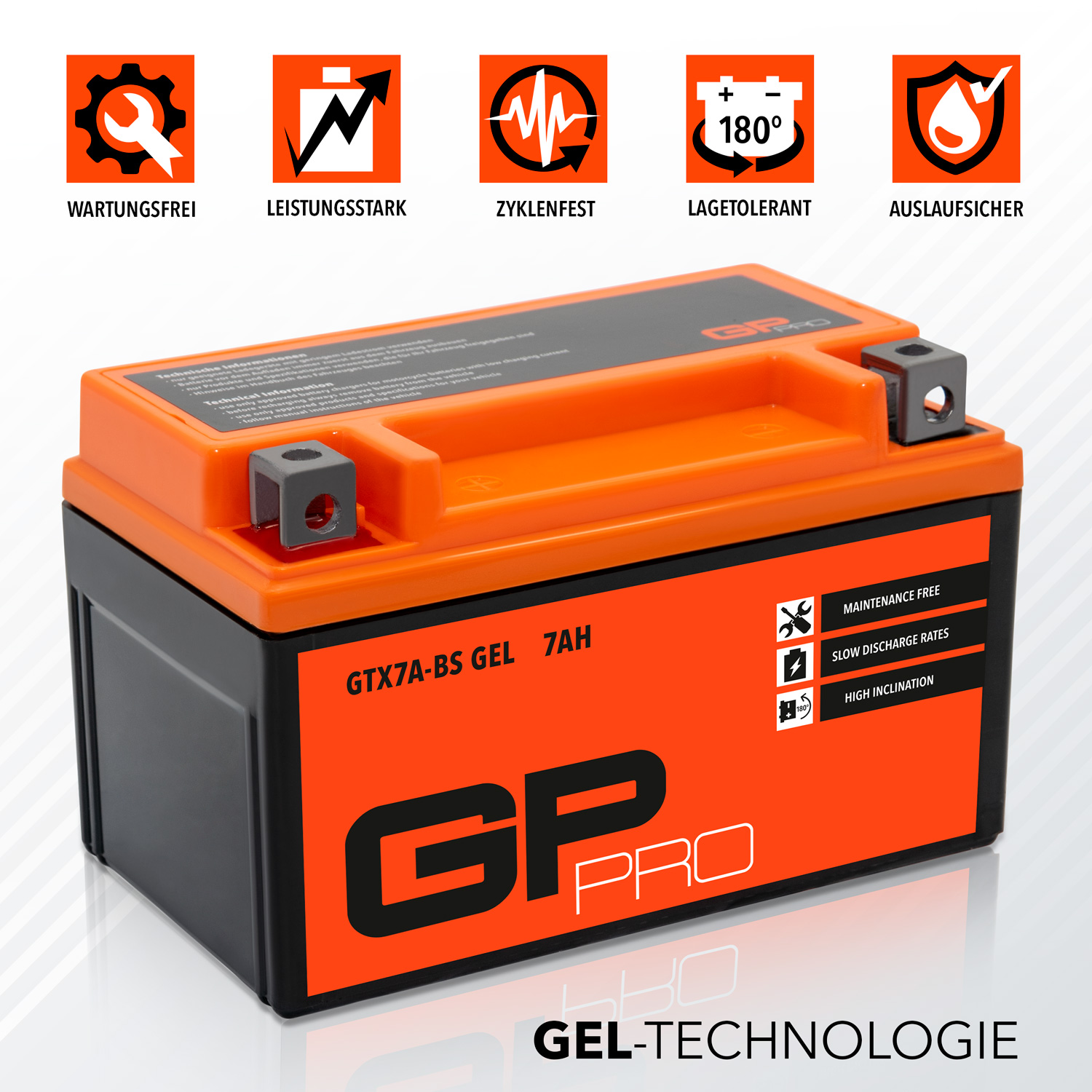 Vorige surfen Geelachtig Battery 12V 7Ah Gel GP-Pro (Type - GTX7A-BS / similar to YTX7A-BS) (sealed  / maintenance free) | Heavy Tuned: Cheap spareparts for Scooter, Bikes,  Motorcycles & Vespa