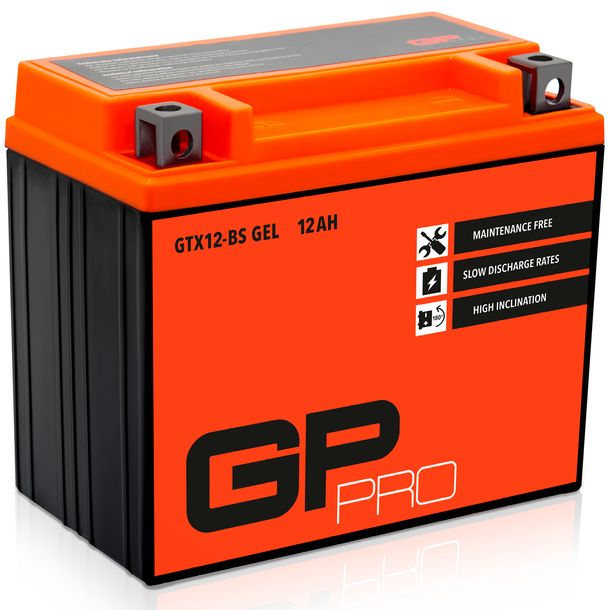 GP-PRO Gel Batería 12V 12Ah GTX12-BS Batería scooter / moto, sin mantenimiento sellada precargada similar YTX12-BS / 51012