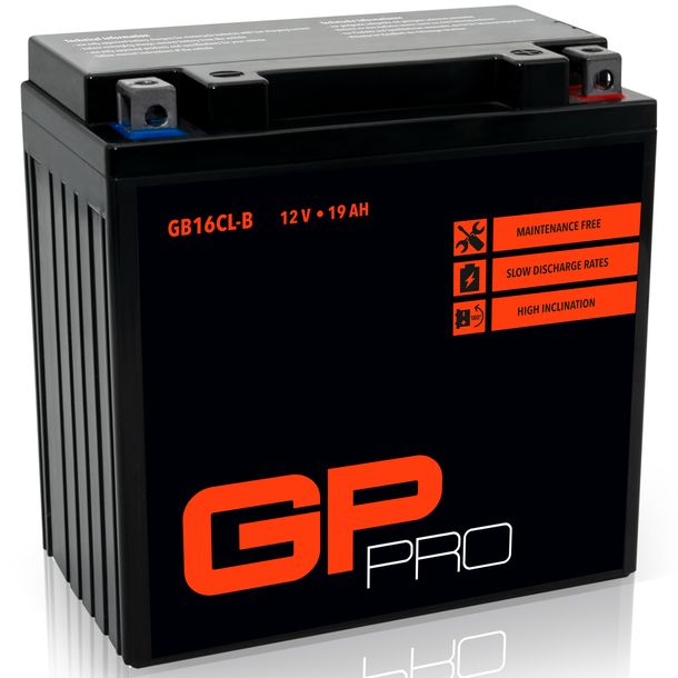 GP-PRO Gel-Batterie 12V 19Ah GB16CL-B Quad ATV Batterie / Motorradbatterie, wartungsfrei versiegelt vorgeladen ähnlich YB16CL-B / CB16CL-B