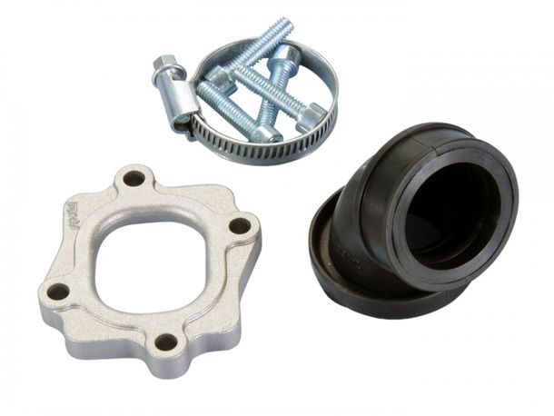 Ansaugstutzen Polini 360 28/31mm für Minarelli liegend mit 26/28 Mikuni Vergaser