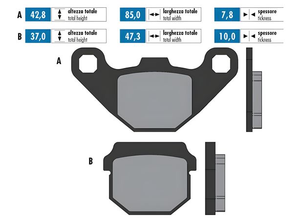 Bremsbeläge Polini organisch für CPI Hyosung Keeway Peugeot – Bild 2