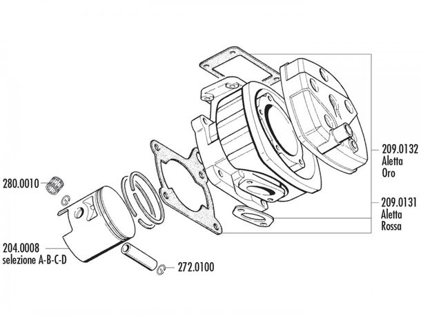 Kolben Satz Polini 125ccm 64mm (B) für Cagiva 125 2T LC