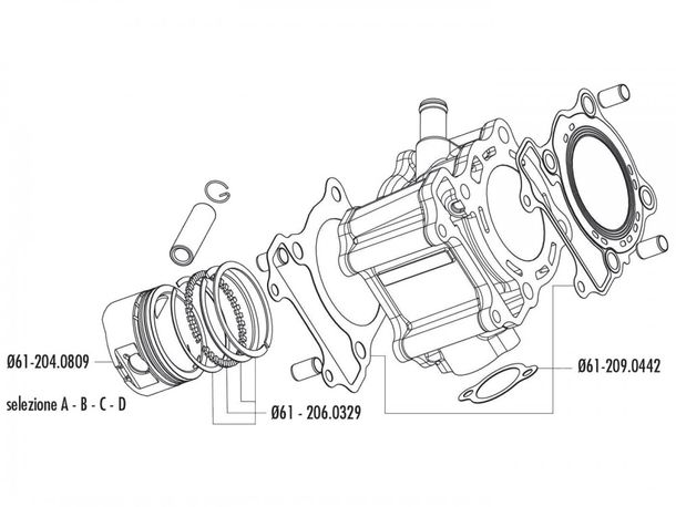 Frasco establece Polini 169ccm 61mm (A) para Honda 150cc LC