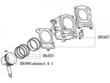 Piston set Polini 180cc 63mm (C) for MBK Cityliner, Skycruiser, Yamaha Exciter, Jupiter, Spark, Sniper, X-City, X-Max