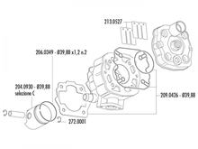 Zuigerset Polini 50cc 39,88 mm (C) voor Derbi D50B0, EBE, EBS