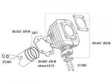 Zuigerset Polini 50cc 39,98mm (A) voor Peugeot lying AC
