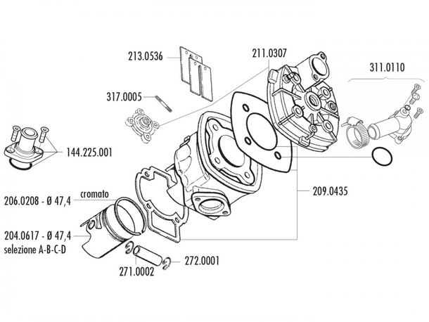 Kolben Satz Polini 70ccm 47,4mm (C) für Piaggio LC – Bild 1