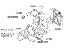 Frasco establece Polini 70cc, pasador de pistón de 12 mm (D) para estar de pie Minarelli