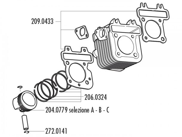 Kolben Satz Polini 79ccm 49mm (B) für Piaggio 50 4T 2V
