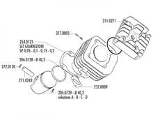 Polini Evolution 50cc 40,2 mm zuigerset, 10 mm zuigerpen (A) voor Minarelli liggend
