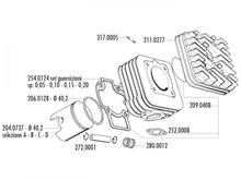Polini Evolution 50cc 40,2 mm zuigerset, 12 mm zuigerpen (D) voor Piaggio, Minarelli, Peugeot