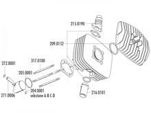 Zuigerset Polini 6000 serie 80cc 48mm (A) voor Fantic motor Regolarita 50, Minarelli P4-P6