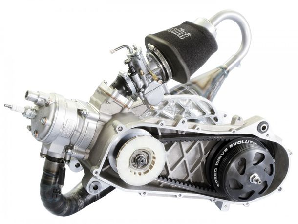 motor de carreras Polini Evolución P.R.E. 47,6mm 70cc para Piaggio Zip SP, Zip 2 SP con freno de tambor